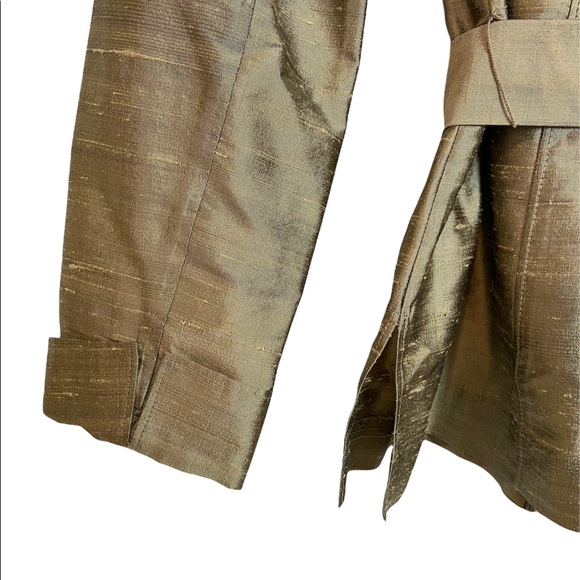 Classiques Entier Atelier 100% Silk Gold Belted Button Down Shirt Size Small - Picture 9 of 10